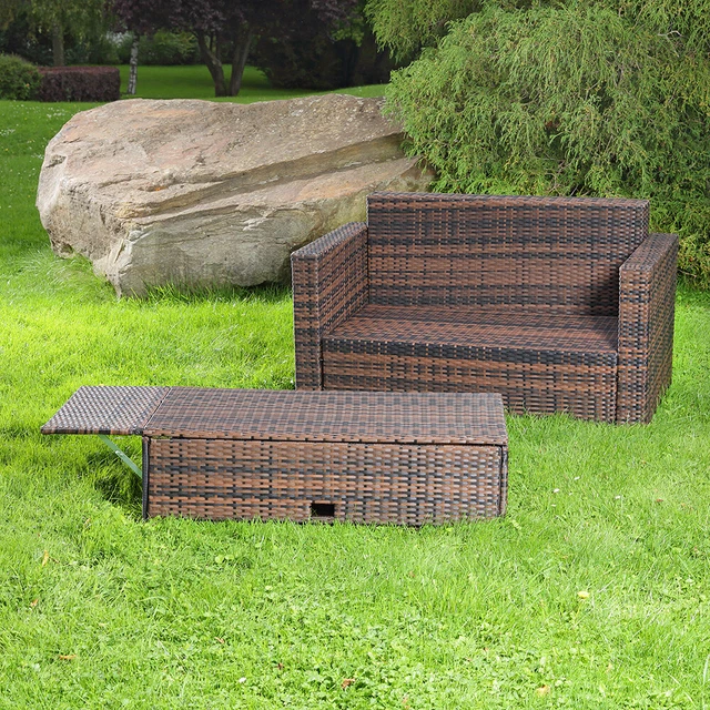 LOUNGE ZWEISITZER GARTEN Sofa klappbare Bank Tisch Sessel Gartenmöbel