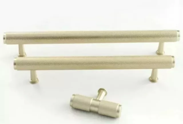 Quality Solid , Gold Knurled Door And Drawer Bar Handles  Medium (A155 Gold)