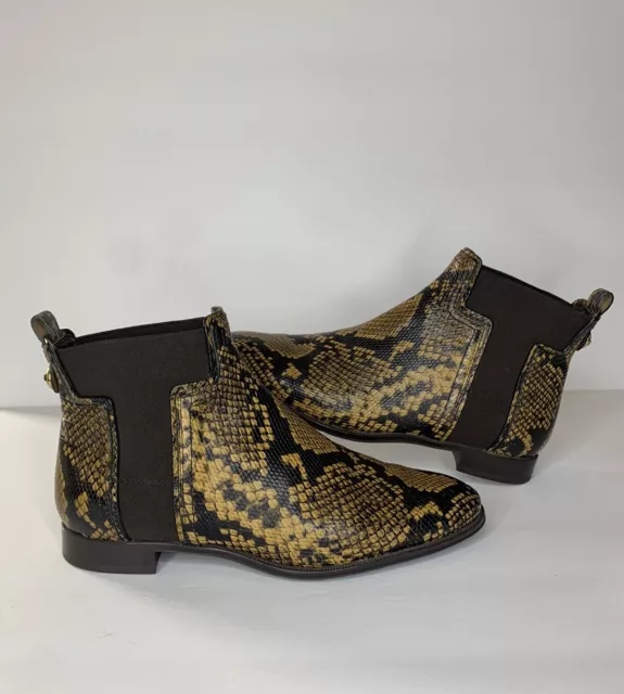 TODS CHELSEA ANKLE Boots Brown Leather Snakeskin Print Women’s Size 38 ...