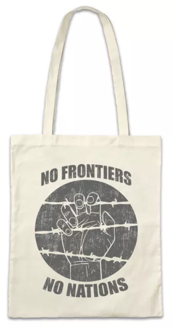 No Frontiers No Nations Shopper Shopping Bag Refugees Nationalism Borders