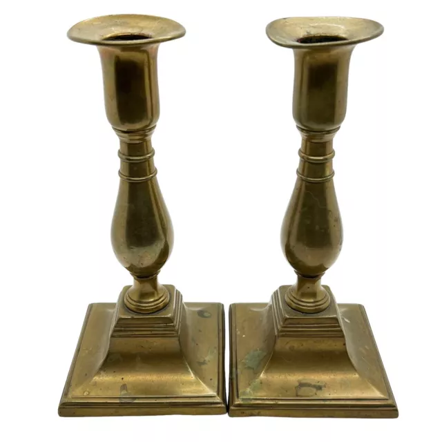 Brass Push Up Candlesticks Vintage to Antique Fully Functioning Uncleaned Decor