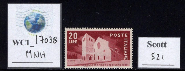 WC1_17038. ITALY. 1949 TRIESTE ELECTION stamp. Sc. 521. MNH