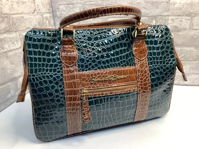 Samantha Brown Croco Embossed Carry-on Green Brown Travel Bag 16” Luggage NWOT 2