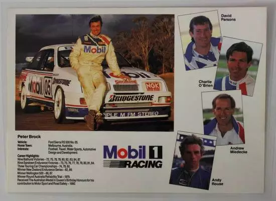 Peter Brock Mobil 1 Racing Ford Sierra RS 500 Vehicle Specification Card