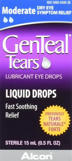 Genteal Tears Lubricant Eye Drops, Moderate Liquid Drops, 0.51 Fl Oz, NEW