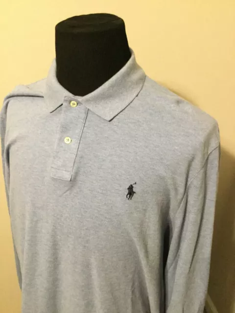 Polo Ralph Lauren Men Long Sleeve Polo Shirt Size XXL Blue Mesh Classic Fit NWOT