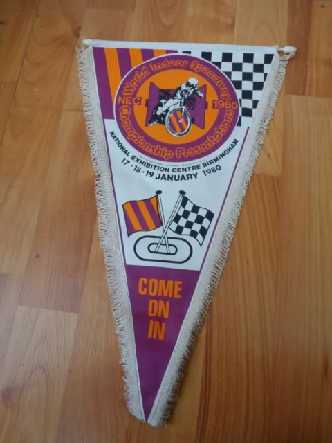 Vintage 1980 World Indoor Speedway Championship Presentations Pennant Motorcycle