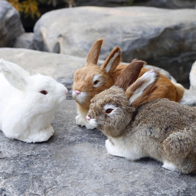 REALISTIC LIFELIKE FAUX Fur Rabbit Toy Doll Animal Model Ornament Gift ...
