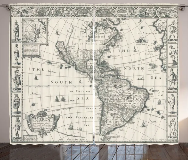 Mapa del mundo Cortina Retro Antiguo Mapa de América