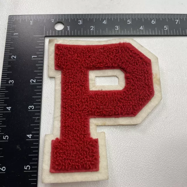 Vintage & A Little Rough  P Chenille Varsity Letter Jacket Red “P” Patch 271B