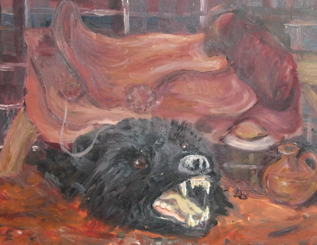 Philip Rideout - The English Fox Hunt - Peinture à L'huile - Veste De Chasseur Rouge %c3%a0 Cheval Avec Chiens De Chasse