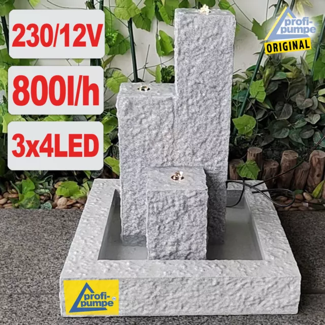 Gartenbrunnen Spring Brunnen Kaskadenbrunnen Zier Set Wasser Garten Mit Led Deko