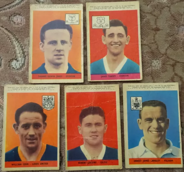 A&BC 5 Different FOOTBALLERS 1958 Planet 2nd. CELTIC, LEEDS, EVERTON, FULHAM.