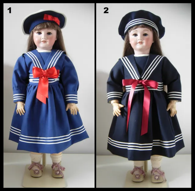 robe & béret poupée ancienne Jumeau SFBJ Halbig dress & hat antique bisque doll