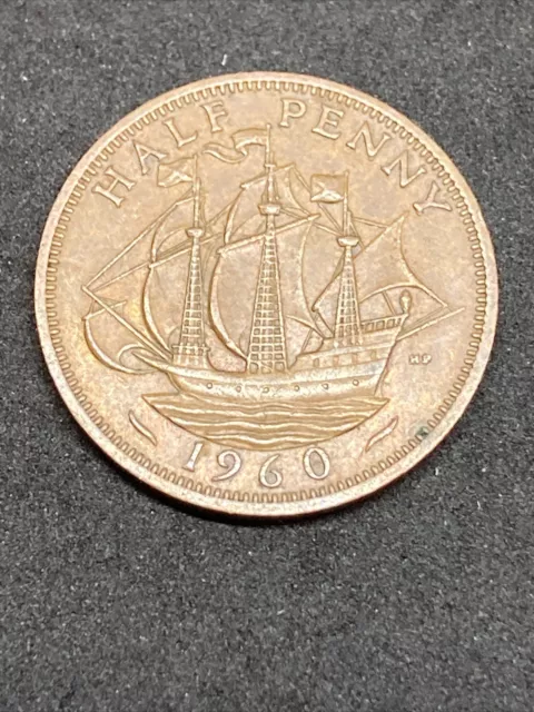 Elizabeth II Half Penny Coin 1960