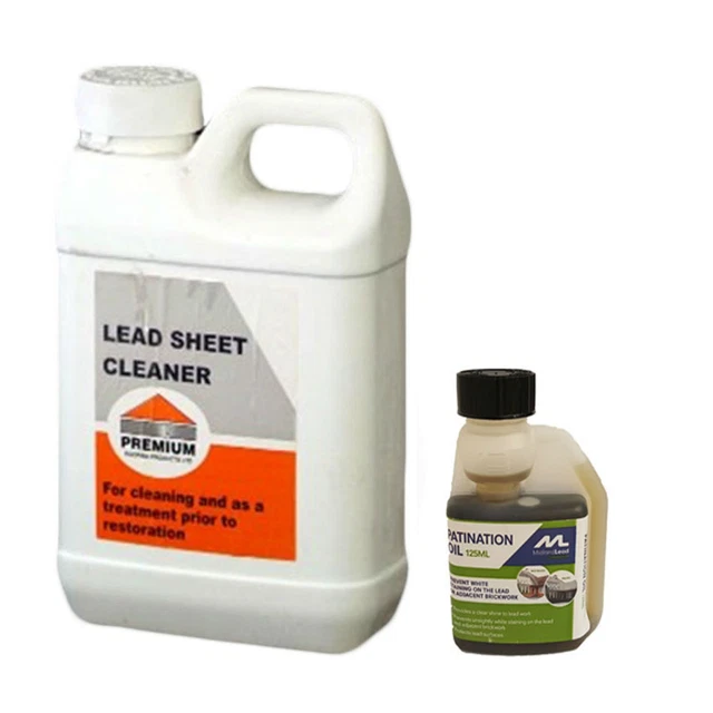 PREMIUM LEAD SHEET Cleaner 1ltr & Calder Patination Oil 125ml Protect