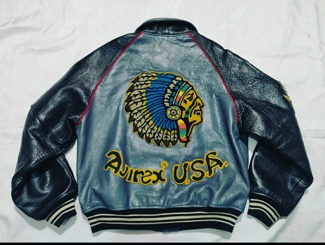 VINTAGE 90S RARE Avirex USA All American Icon Burgundy Leather ...