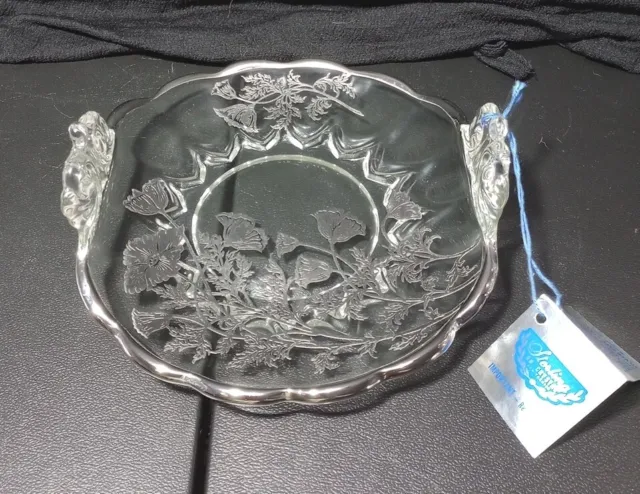 Silver City Flanders Folded Glass Dish Vintage Sterling On Crystal NWT