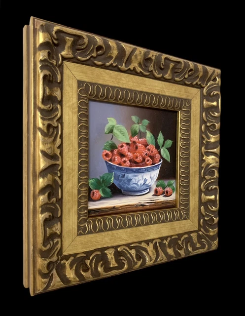 CVHOMEDECO Handgemalte Rosen-Ölgemälde Auf Ovalem Holzrahmen – 3er Set (17,1x22,2 Cm)