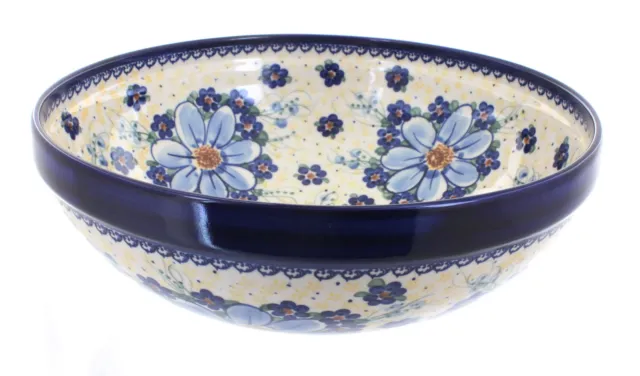 Blue Rose Polish Pottery Daisy Surprise Large Serving Bowl