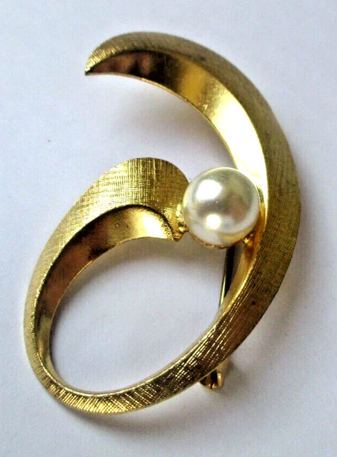 Broche Vintage Escargot En Or Avec Perle De Nacre - Bijou Ancien Et Unique