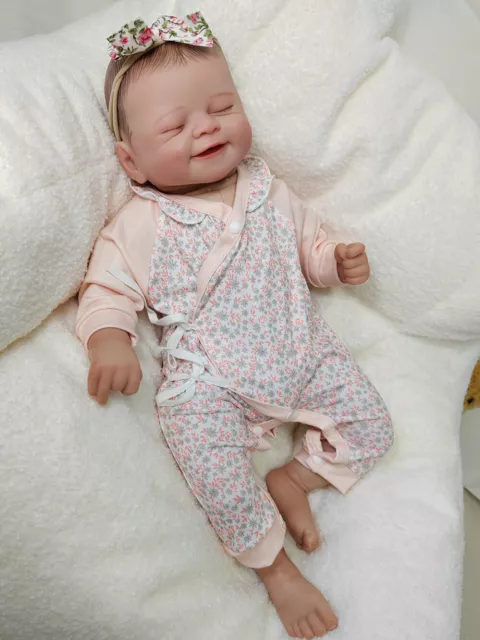 19" Lifelike Reborn Baby Doll Soft Body Smile Girl Boy Sleeping Newborn Toy GIFT