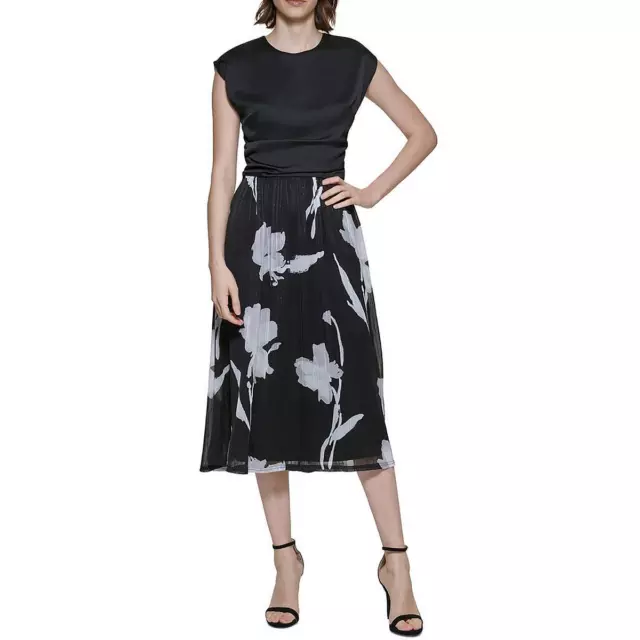 DKNY WOMENS CHIFFON Floral Print Cocktail Midi Dress BHFO 7896 $18.99 ...