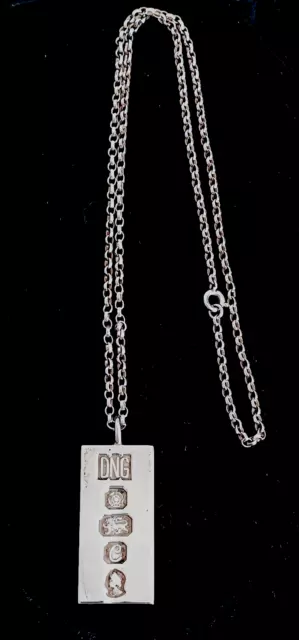 Sterling Silver Jubilee ingot and chain 37.5 grams