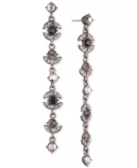 GIVENCHY Pave & Jet Black Crystal Linear Drop Earrings NWT 2