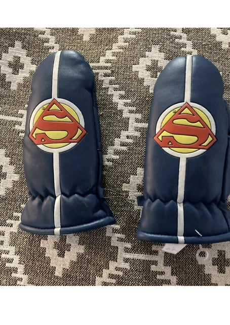 Retro 70s Vintage Superman D.C Comics Puffy Kids Mittens Super Hero Costume play