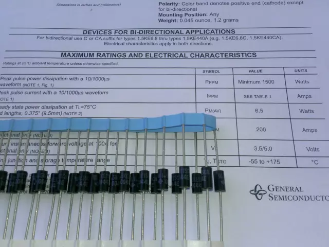 10 Stück 1.5KE15CA Transient Voltage Suppressor Diode 15V   (M3102) 2