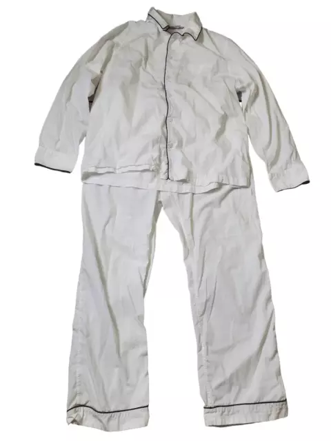 Sleepy Jones White Red Trim Pajama Set Men's L