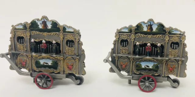 Vintage Pair 2003 ATCA Pewter Repro Of 1952 De Drie Pruiken Music Box Souvenir
