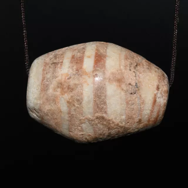 Large Ancient Stone Age Stone Bead with Stripes in Good Condition Est 2200+ Year