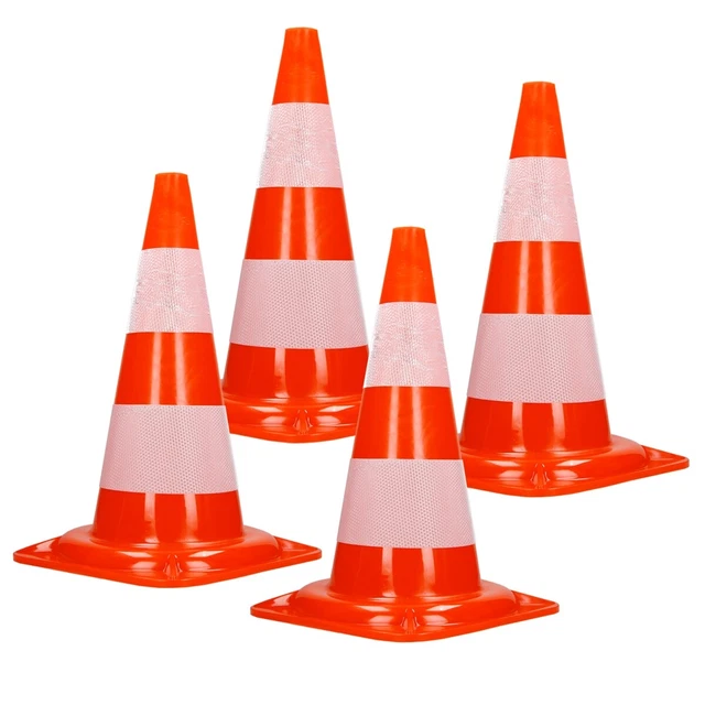 Lot De 5 Cônes De Signalisation VEVOR - 45cm Orange PVC - Base Lestée Réfléchissante - Pour Sécurité Route/Chantier