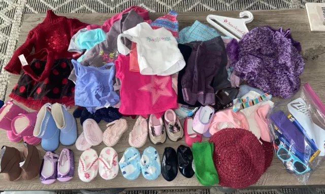 Huge Lot of American Girl Doll Clothes Shoes Accessories Earrings Mittens