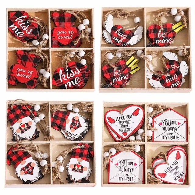 Wood Gnome-Elf Pendant Tags for Valentine Christmas Wedding Party Decorations