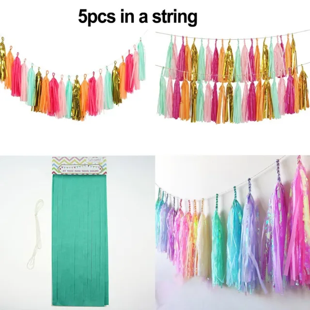 Colorful Tissue Paper Tassel Garland for Wedding & Birthday Party Decor