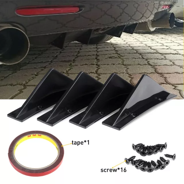 4 Shark Rear Bumper Diffuser Spoiler Splitter Lip Glossy Black Fit Nissan Altima