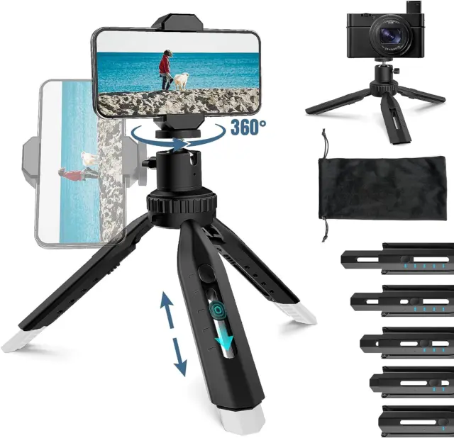 Realplus Treppiede Smartphone, Cavalletto Stabilizzatore, Mini Tripod Fotocamera