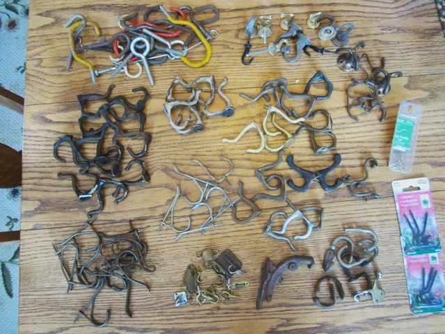 145 Brass Cast Iron Coat Hat Rack Hooks Plant Holders Victorian Primitive Hanger
