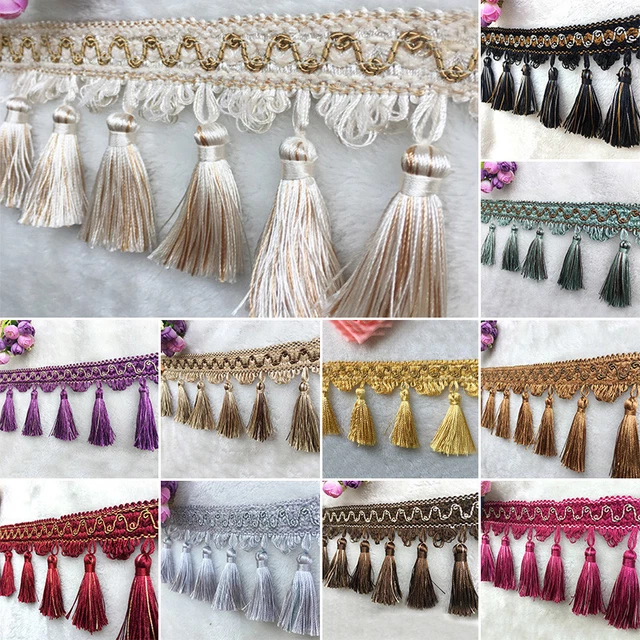 1M PomPom Curtain Tassel Fringe Trims Fabric DIY Ribbon Sewing Upholstery Decors