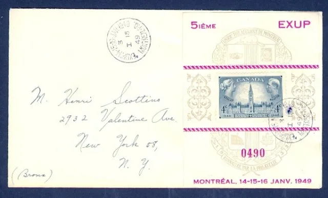 Canada #490 Montreal Exup 1949 Label To Usa
