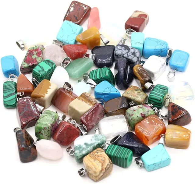 20Pcs Charms Natural Healing Crystal Agate Stone Pendants for Jewelry Making DIY