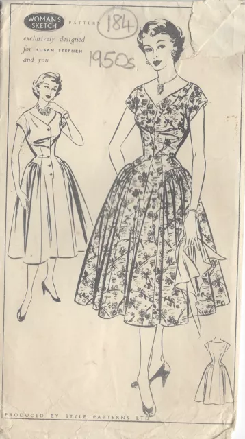 1950s Vintage Sewing Pattern B38" DRESS (184)