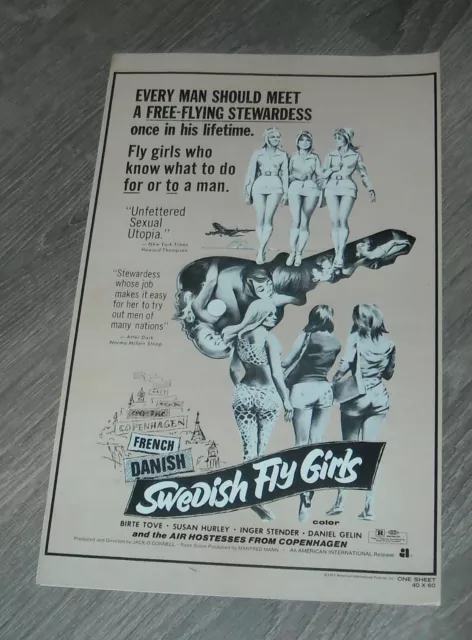 Swedish Fly Girls Promo Movie Pressbook 1971 Sexploitation Birte Tove Sue Hurley