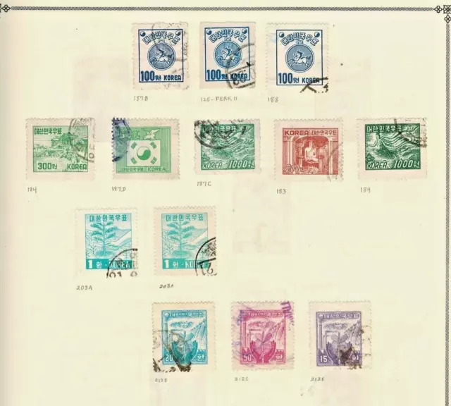 Korea Stamps:  Early Lot of Regular  Issues. Used