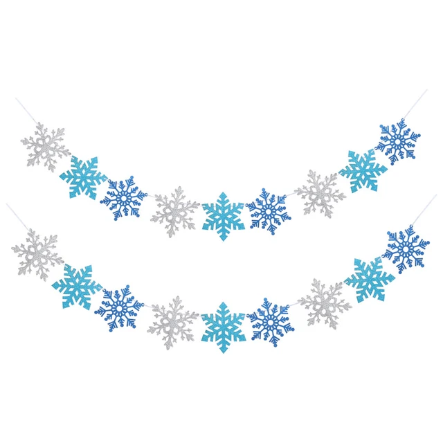 2 Sets Schneeflocke Hängen Dekorationen Frohe Weihnachten Banner Girlande