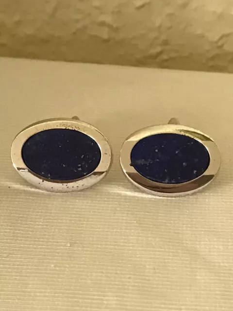 Wunderschöne, klassische Manschettenknöpfe 835 Silber mit Lapislazuli