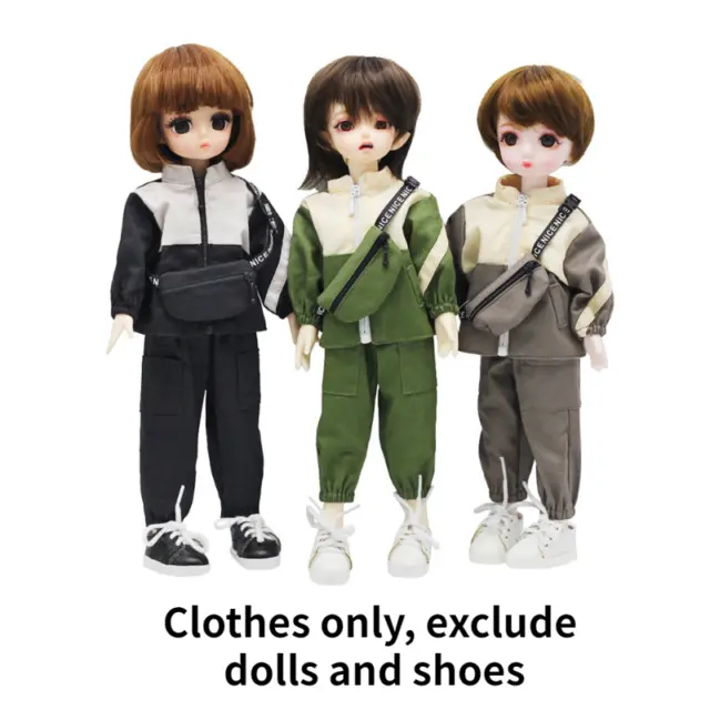 1/6 BJD Sportswear Ball Jointed Doll Jacket Pants Set Casual Suit Waist Bag